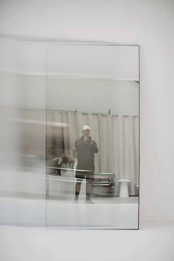 Sam Colthorpe photographing in the studio mirror, Business Brother, Marketing Agency Newcastle