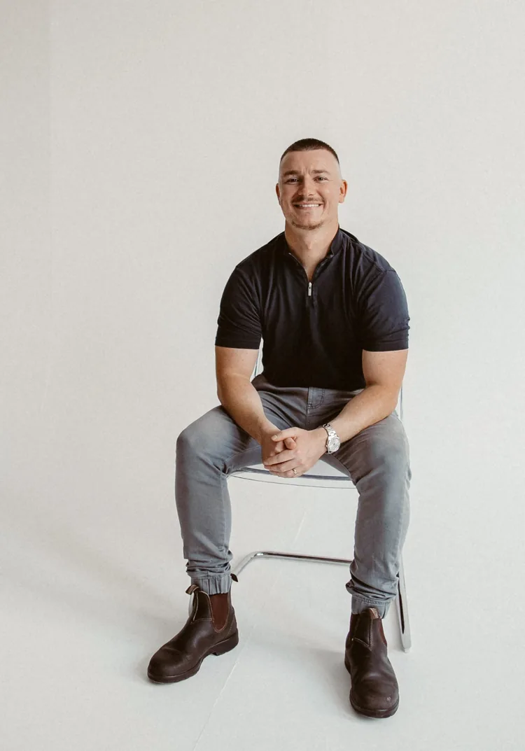 Sam Colthorpe seated in the studio, Business Brother, Marketing Agency Newcastle