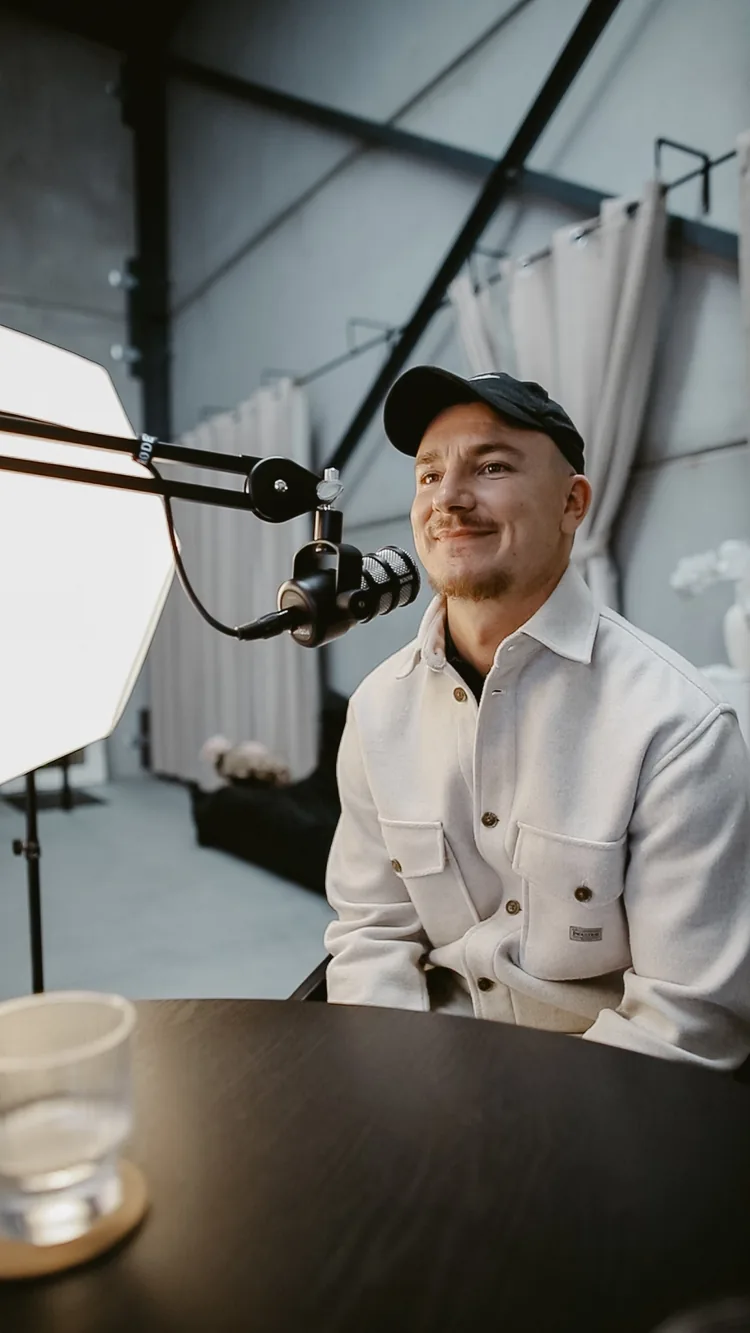 Sam Colthorpe recording the Business Brother podcast, Business Brother, Marketing Agency Newcastle